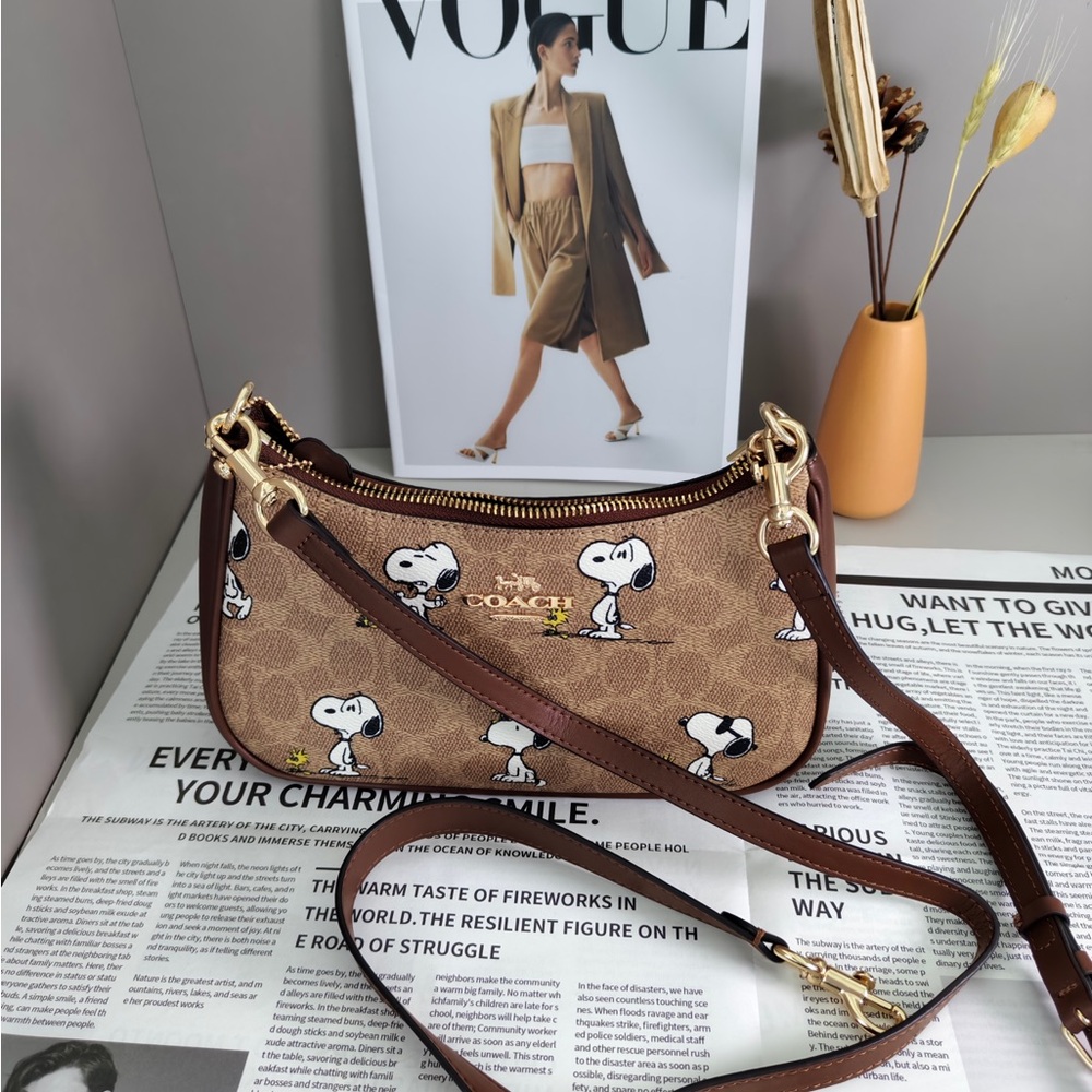 Coach Brown Signature Snoopy Crossbody Shoulder Bag